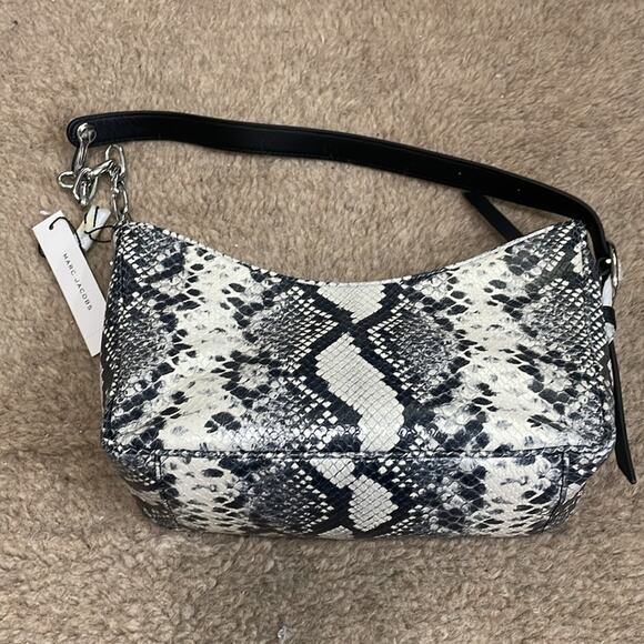 Marc Jacobs  Snakeskin Print Leather Shoulder Bag Black White Retails $425 - Picture 5 of 7